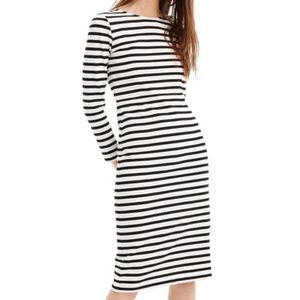 J Crew NWT Navy White Stripe Knee Length Dress